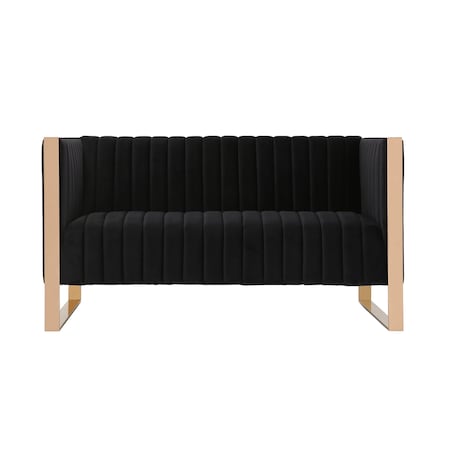 Manhattan Comfort Trillium Loveseat in Black and Rose Gold LS016-BK